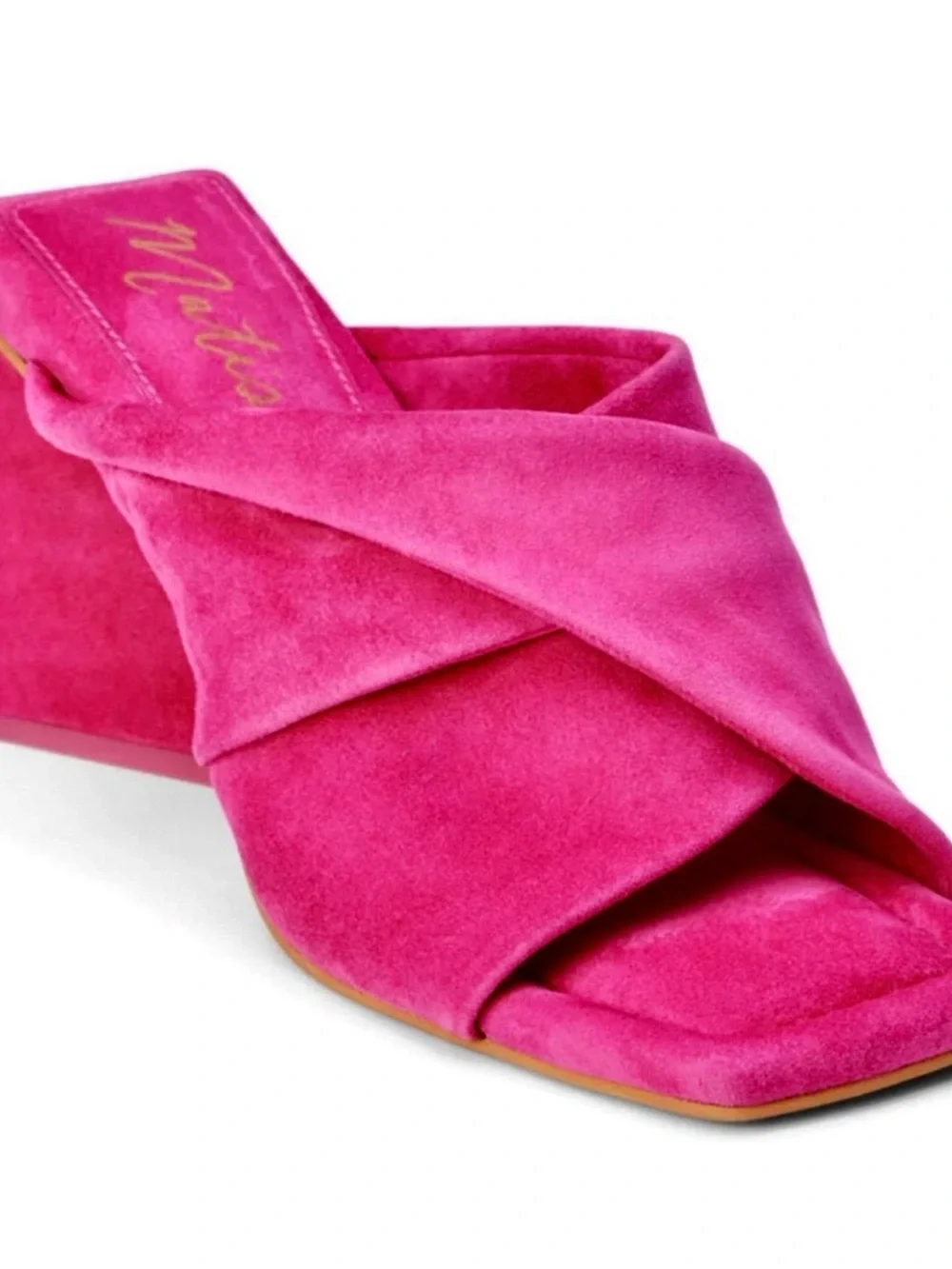 Matisse Hot Pink Suede Block Heel Mules used in runway show great condition